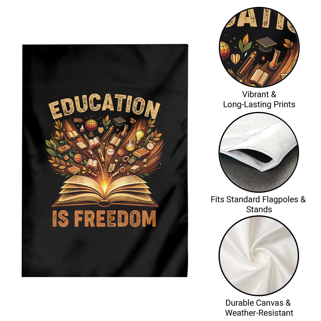 Black History Education Is Freedom Garden Flag Retro Books Afro African American Heritage TS10 Print Your Wear
