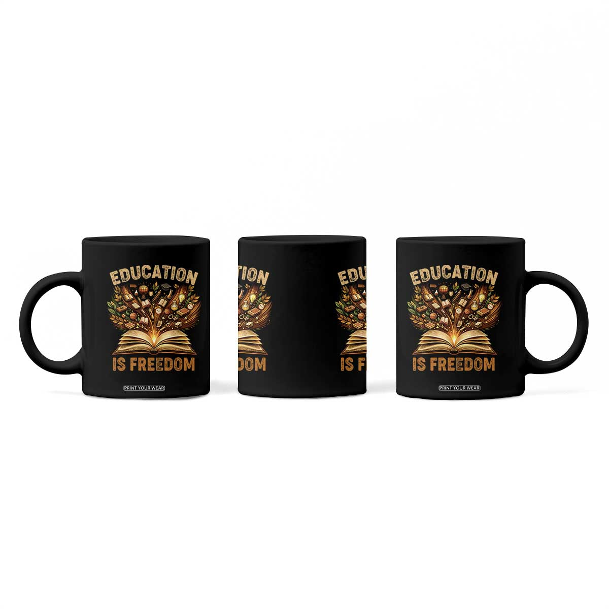 Black History Education Is Freedom Coffee Mug Retro Books Afro African American Heritage TS10 Print Your Wear