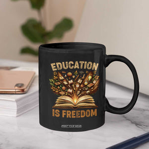 Black History Education Is Freedom Coffee Mug Retro Books Afro African American Heritage TS10 Print Your Wear