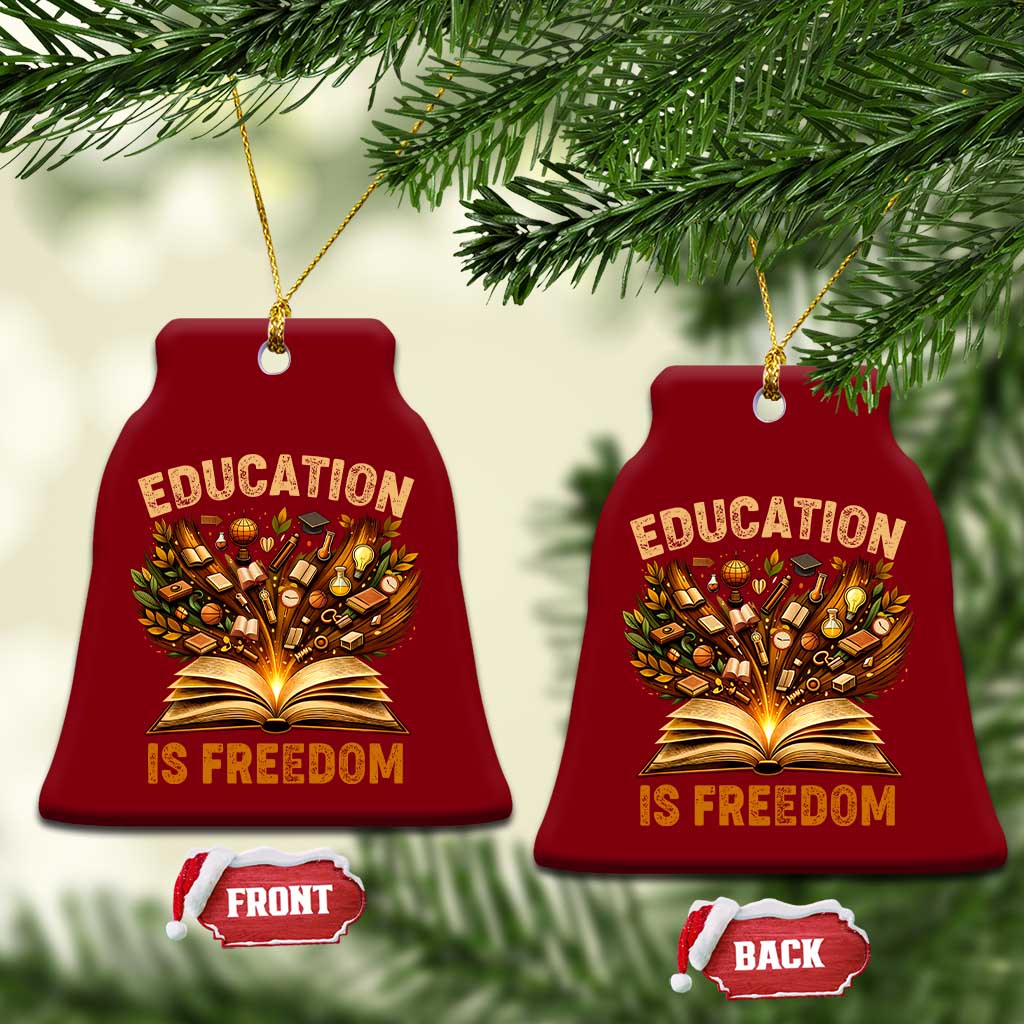 Black History Education Is Freedom Ceramic Ornament Retro Books Afro African American Heritage TS10 Print Your Wear