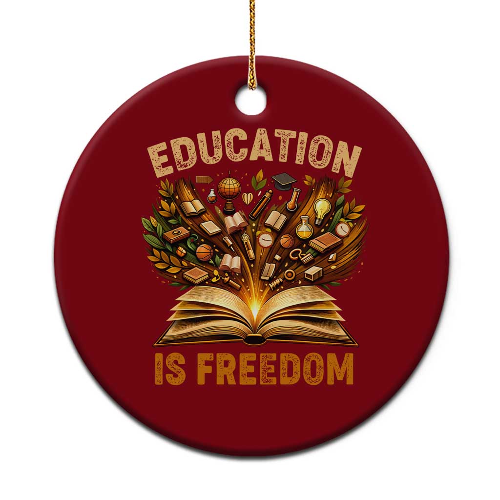 Black History Education Is Freedom Ceramic Ornament Retro Books Afro African American Heritage TS10 1pc Red Print Your Wear