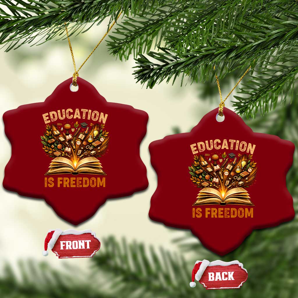 Black History Education Is Freedom Ceramic Ornament Retro Books Afro African American Heritage TS10 Print Your Wear