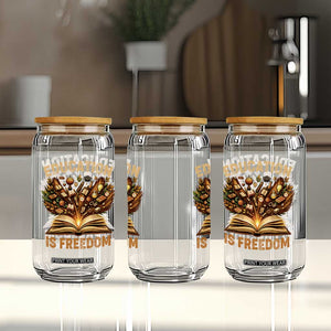 Black History Education Is Freedom Glass Can Retro Books Afro African American Heritage TS10 Print Your Wear