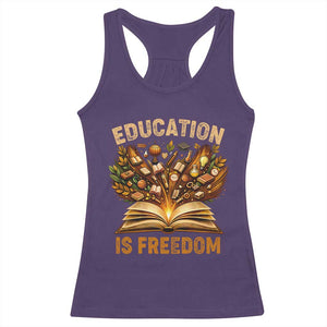 Black History Education Is Freedom Racerback Tank Top Retro Books Afro African American Heritage TS10 Purple Print Your Wear