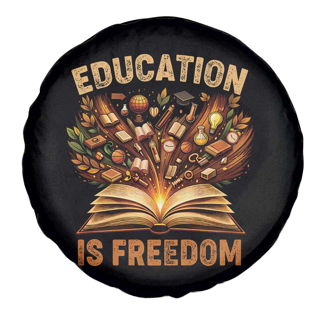 Black History Education Is Freedom Spare Tire Cover Retro Books Afro African American Heritage TS10 Print Your Wear