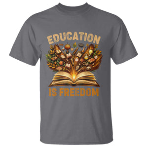 Black History Education Is Freedom T Shirt Retro Books Afro African American Heritage TS10 Charcoal Print Your Wear