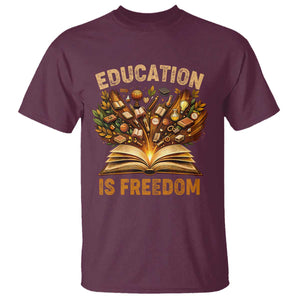 Black History Education Is Freedom T Shirt Retro Books Afro African American Heritage TS10 Maroon Print Your Wear