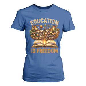 Black History Education Is Freedom T Shirt For Women Retro Books Afro African American Heritage TS10 Royal Blue Print Your Wear