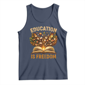 Black History Education Is Freedom Tank Top Retro Books Afro African American Heritage TS10 Navy Print Your Wear