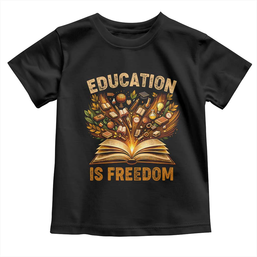 Black History Education Is Freedom Toddler T Shirt Retro Books Afro African American Heritage TS10 Black Print Your Wear