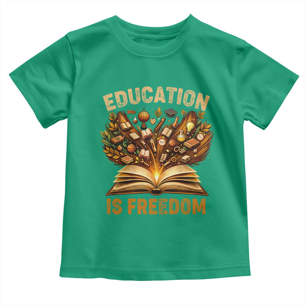 Black History Education Is Freedom Toddler T Shirt Retro Books Afro African American Heritage TS10 Irish Green Print Your Wear