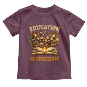 Black History Education Is Freedom Toddler T Shirt Retro Books Afro African American Heritage TS10 Maroon Print Your Wear