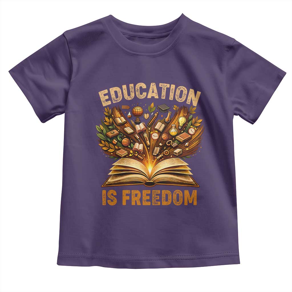Black History Education Is Freedom Toddler T Shirt Retro Books Afro African American Heritage TS10 Purple Print Your Wear
