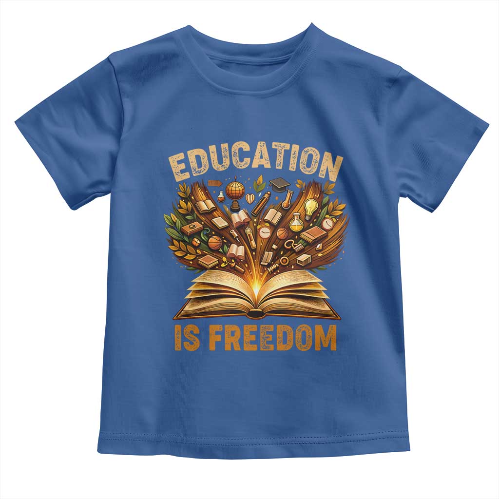 Black History Education Is Freedom Toddler T Shirt Retro Books Afro African American Heritage TS10 Royal Blue Print Your Wear