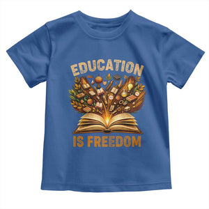 Black History Education Is Freedom Toddler T Shirt Retro Books Afro African American Heritage TS10 Royal Blue Print Your Wear