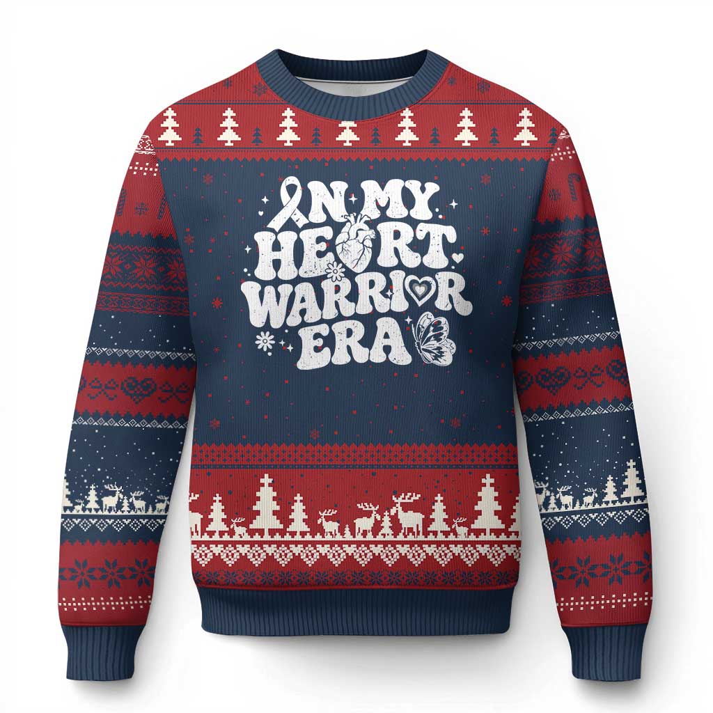 CHD Heart Disease Awareness Ugly Christmas Sweater In My Heart Warrior Era TS10 Navy Red Print Your Wear