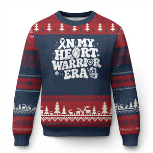 CHD Heart Disease Awareness Ugly Christmas Sweater In My Heart Warrior Era TS10 Navy Red Print Your Wear