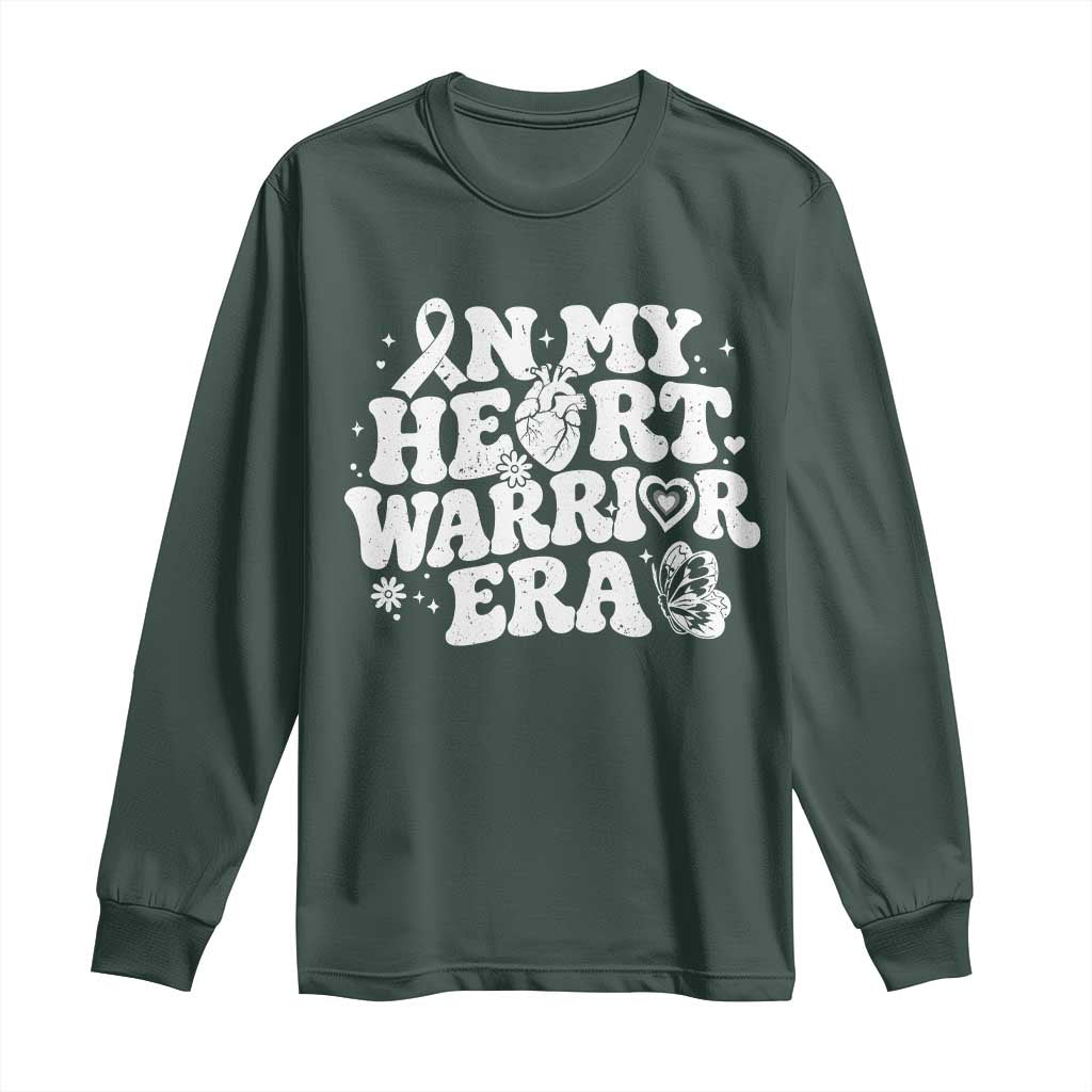 CHD Heart Disease Awareness Long Sleeve Shirt In My Heart Warrior Era TS10 Dark Forest Green Print Your Wear