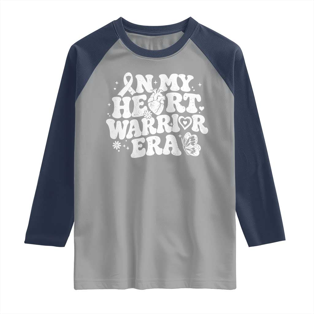 CHD Heart Disease Awareness Raglan Shirt In My Heart Warrior Era TS10 Sport Gray Navy Print Your Wear
