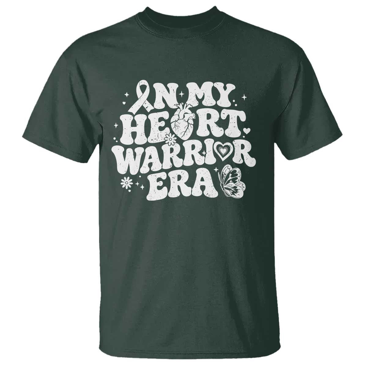 CHD Heart Disease Awareness T Shirt In My Heart Warrior Era TS10 Dark Forest Green Print Your Wear