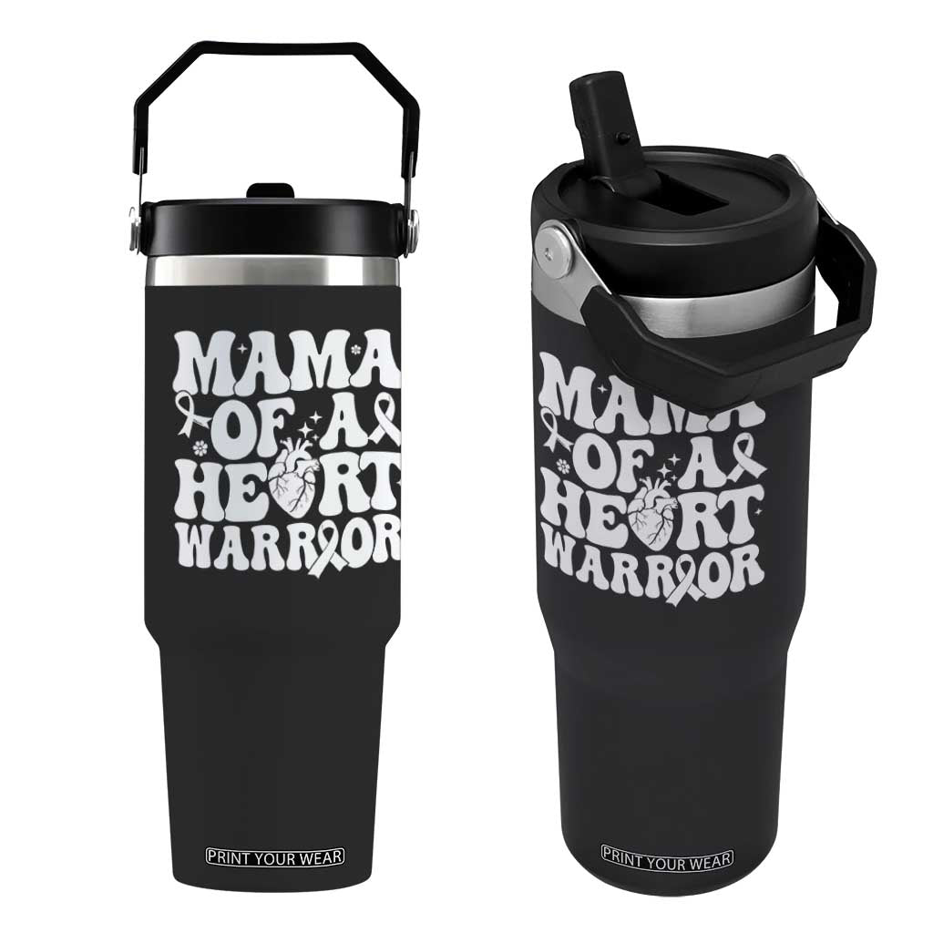 CHD Heart Disease Awareness Flip Straw Tumbler Heart Warrior Mama TS10 One Size: 30 oz Black Print Your Wear