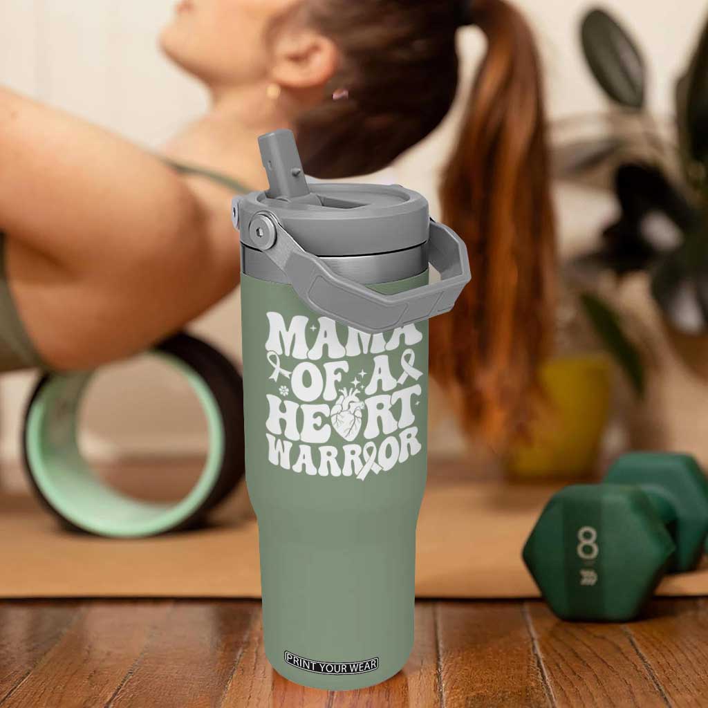 CHD Heart Disease Awareness Flip Straw Tumbler Heart Warrior Mama TS10 One Size: 30 oz Moss Green Print Your Wear
