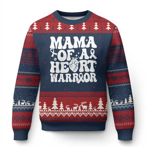 CHD Heart Disease Awareness Ugly Christmas Sweater Heart Warrior Mama TS10 Navy Red Print Your Wear