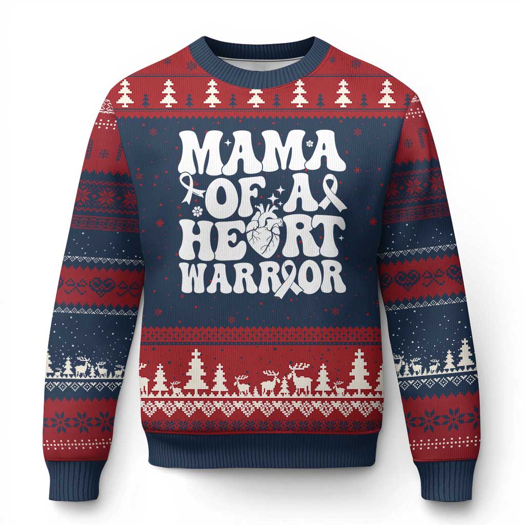CHD Heart Disease Awareness Ugly Christmas Sweater Heart Warrior Mama TS10 Navy Red Print Your Wear
