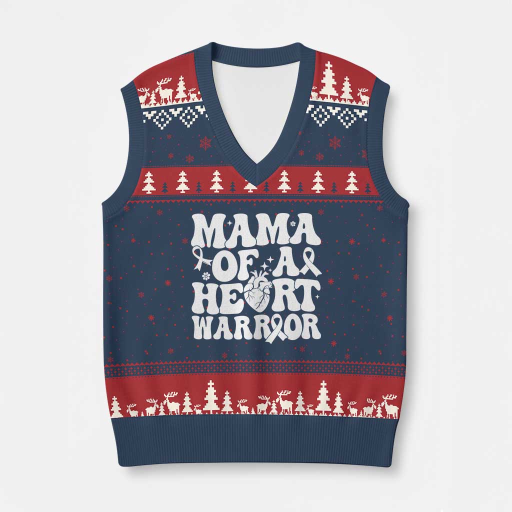 CHD Heart Disease Awareness V-Neck Knit Sweater Vest Heart Warrior Mama TS10 Navy Red Print Your Wear