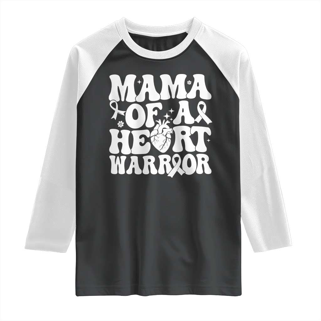 CHD Heart Disease Awareness Raglan Shirt Heart Warrior Mama TS10 Black White Print Your Wear