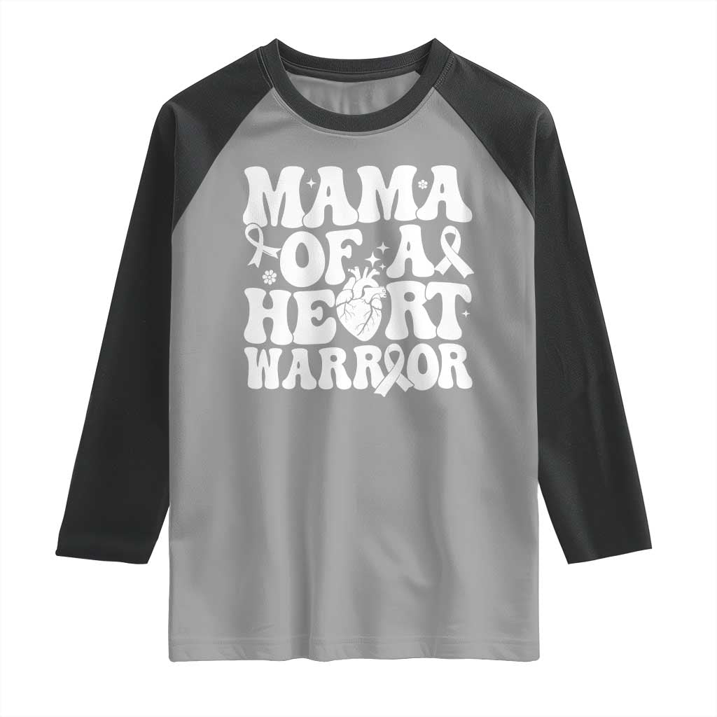 CHD Heart Disease Awareness Raglan Shirt Heart Warrior Mama TS10 Sport Gray Black Print Your Wear