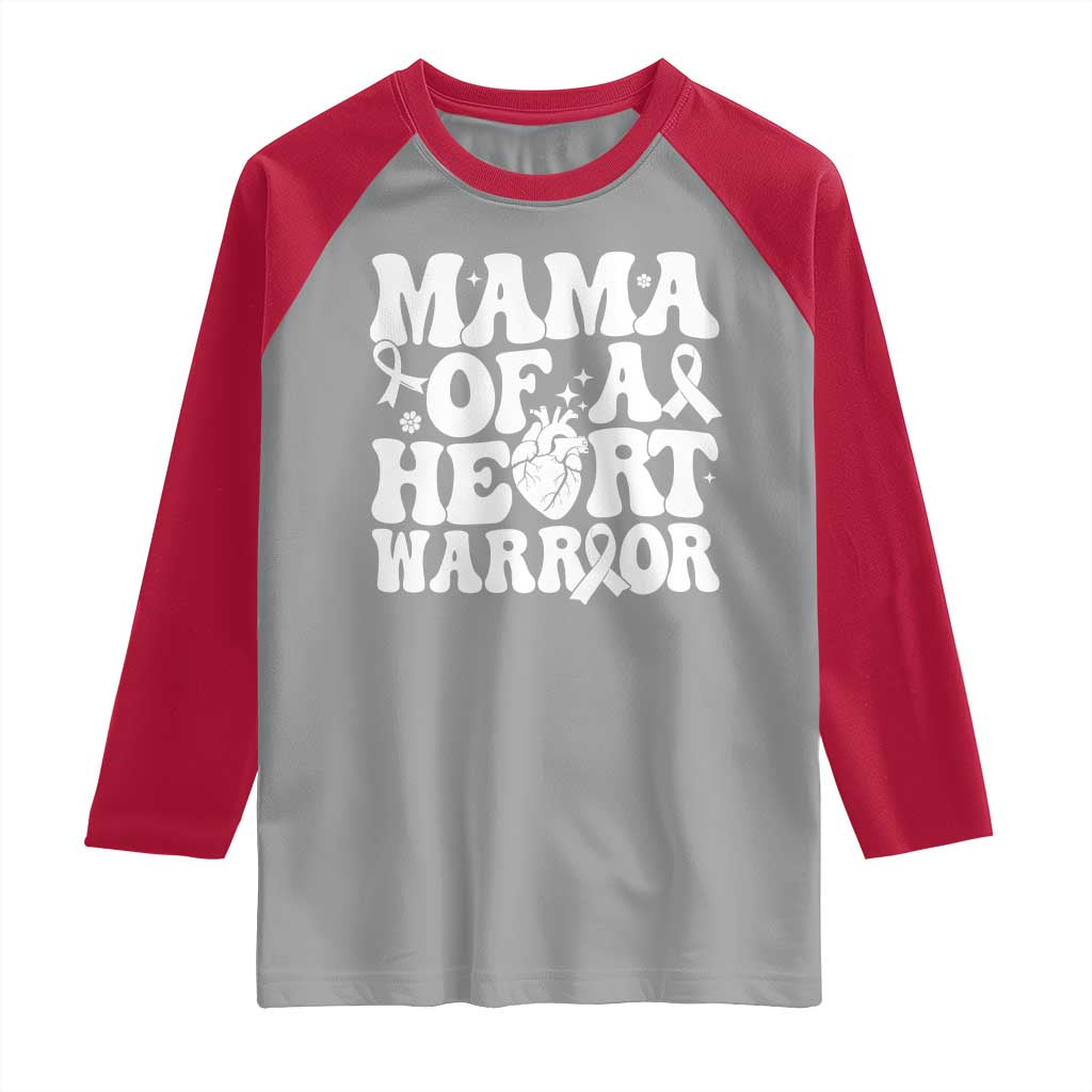 CHD Heart Disease Awareness Raglan Shirt Heart Warrior Mama TS10 Sport Gray Red Print Your Wear