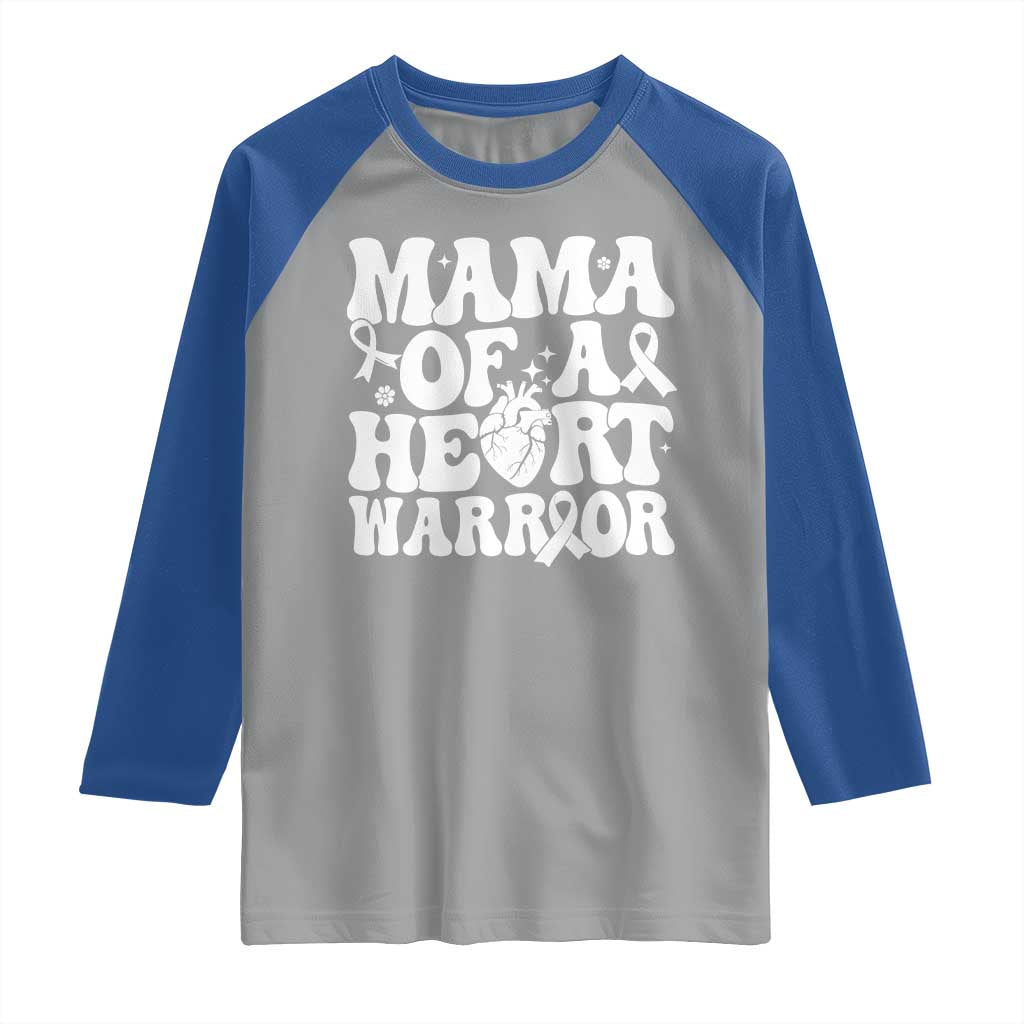 CHD Heart Disease Awareness Raglan Shirt Heart Warrior Mama TS10 Sport Gray Royal Print Your Wear