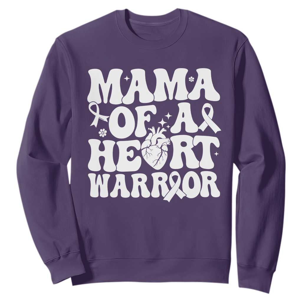 CHD Heart Disease Awareness Sweatshirt Heart Warrior Mama TS10 Purple Print Your Wear
