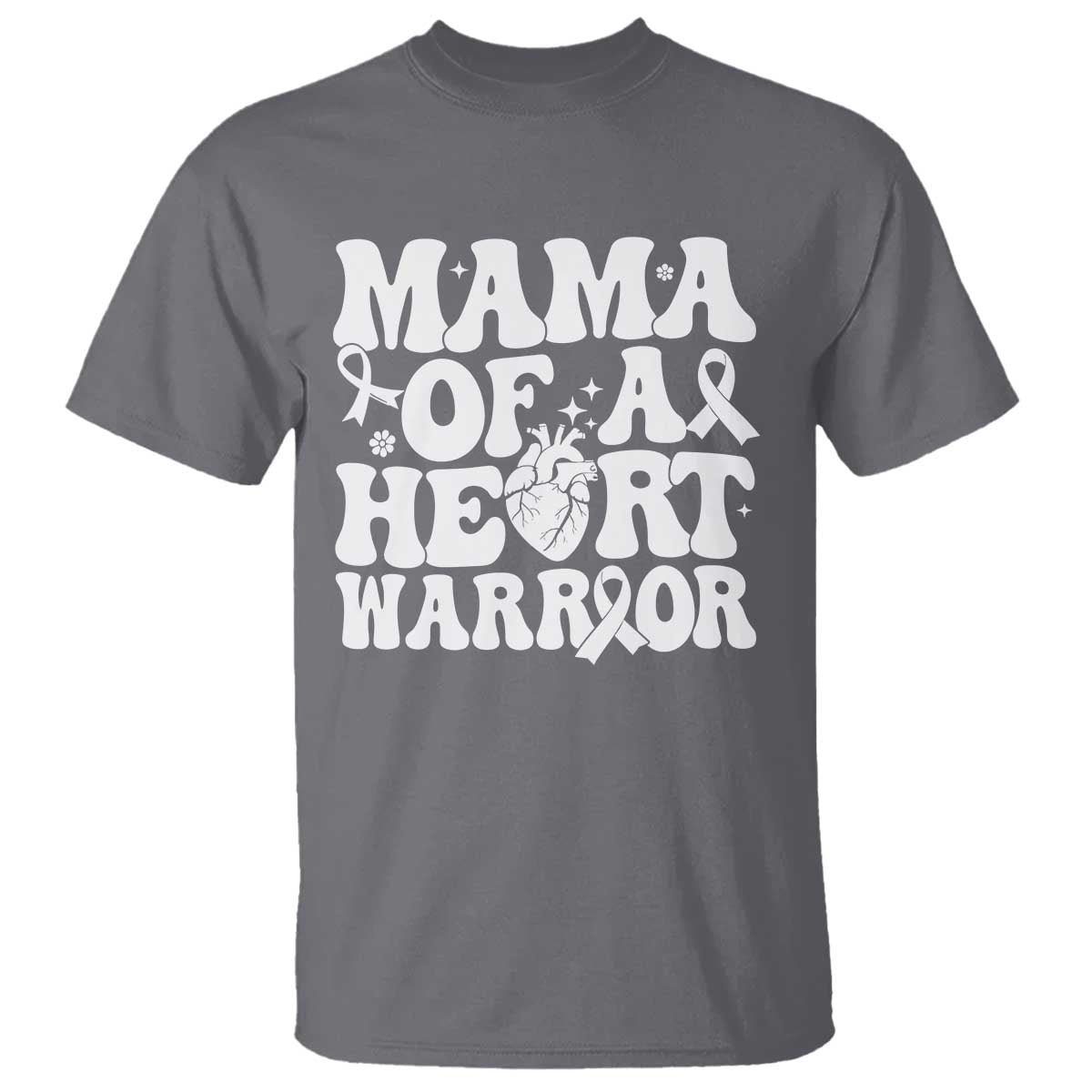 CHD Heart Disease Awareness T Shirt Heart Warrior Mama TS10 Charcoal Print Your Wear