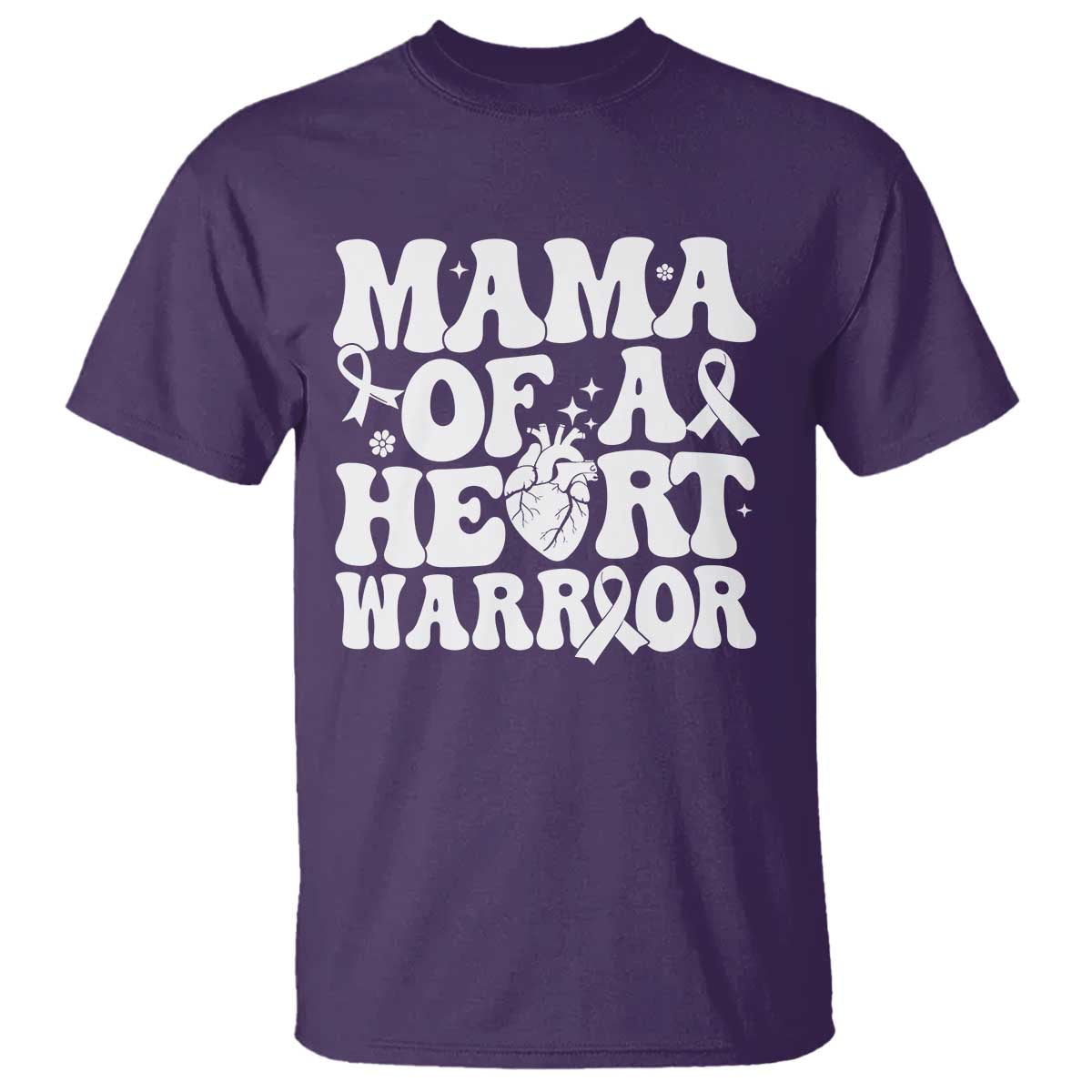 CHD Heart Disease Awareness T Shirt Heart Warrior Mama TS10 Purple Print Your Wear