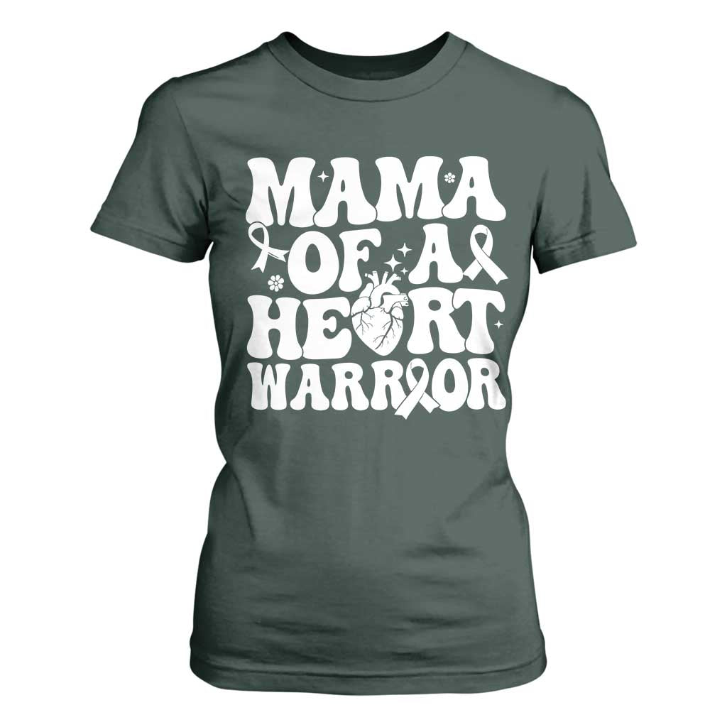 CHD Heart Disease Awareness T Shirt For Women Heart Warrior Mama TS10 Dark Forest Green Print Your Wear