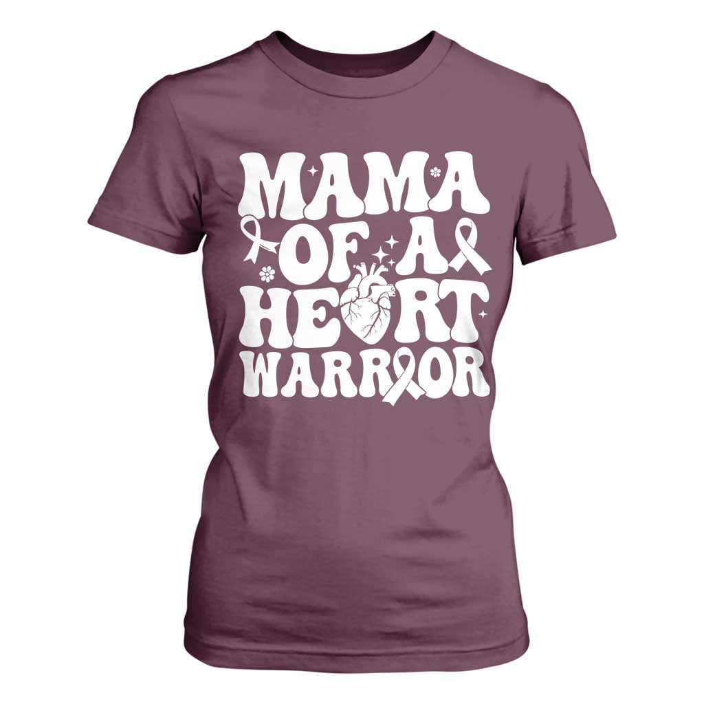 CHD Heart Disease Awareness T Shirt For Women Heart Warrior Mama TS10 Maroon Print Your Wear
