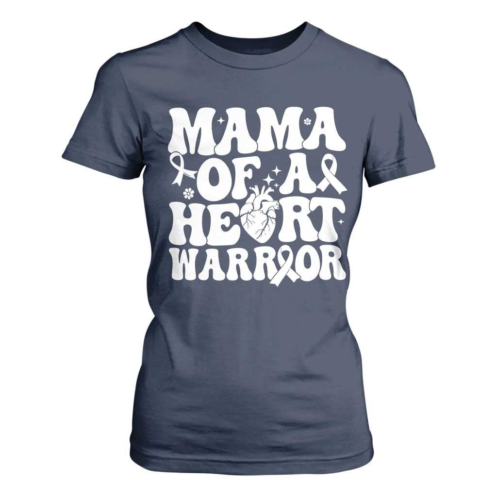 CHD Heart Disease Awareness T Shirt For Women Heart Warrior Mama TS10 Navy Print Your Wear