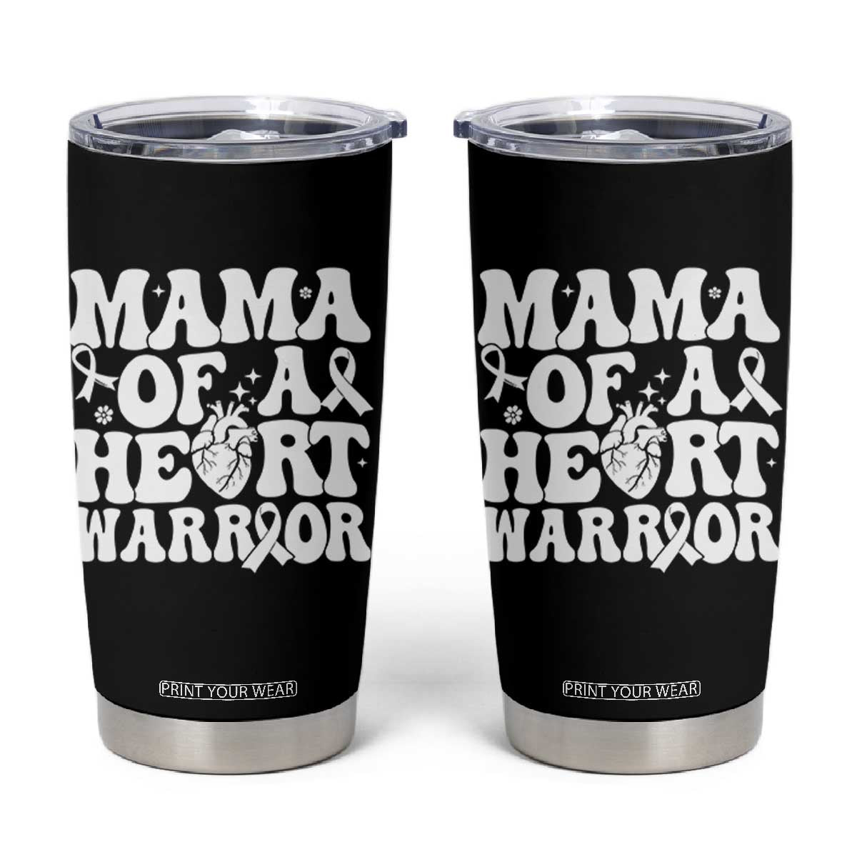 CHD Heart Disease Awareness Tumbler Cup Heart Warrior Mama TS10 Black Print Your Wear