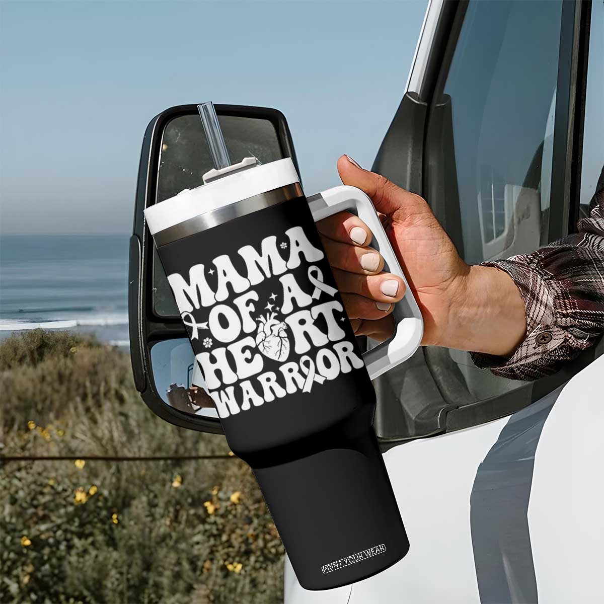 CHD Heart Disease Awareness Tumbler With Handle Heart Warrior Mama TS10 Print Your Wear
