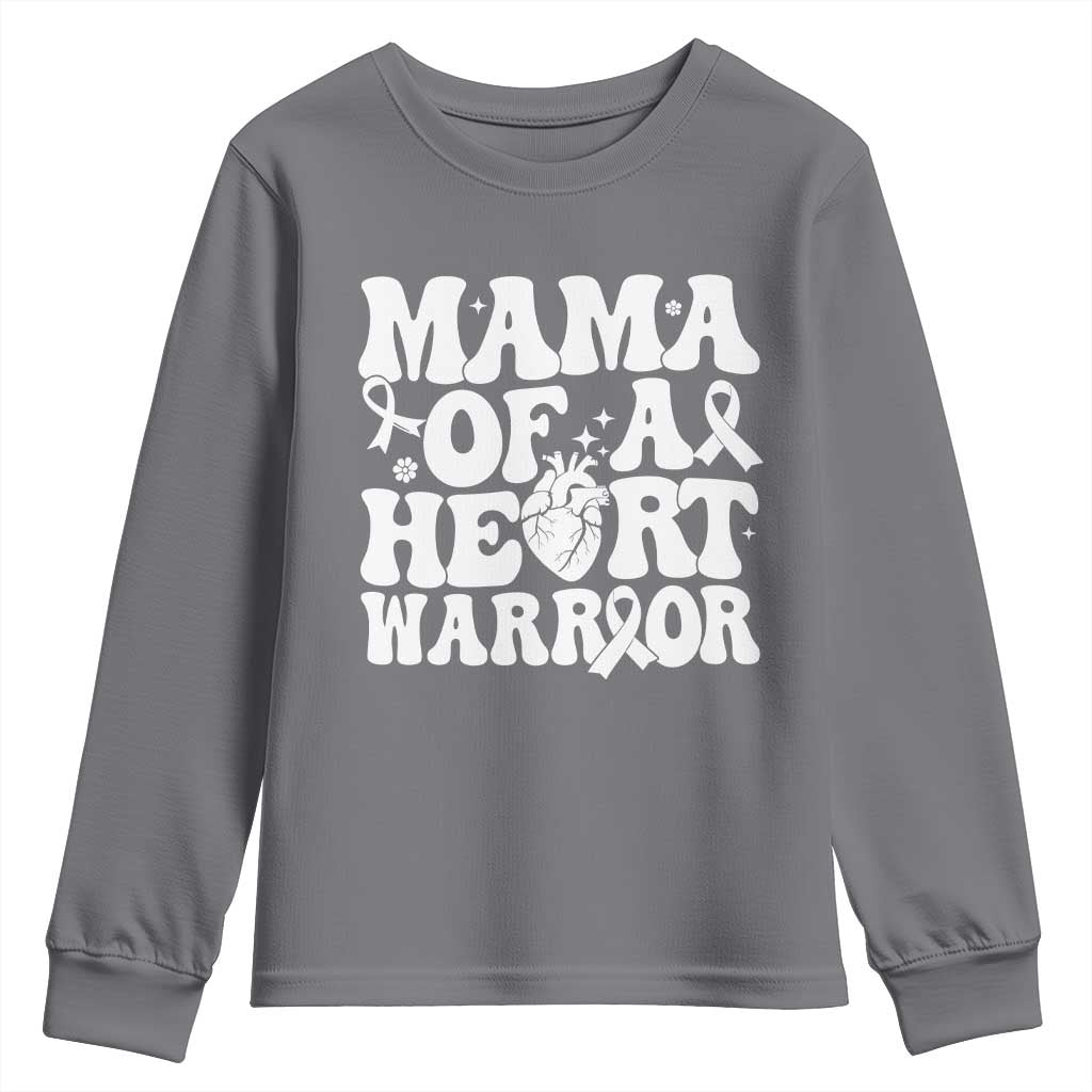 CHD Heart Disease Awareness Youth Sweatshirt Heart Warrior Mama TS10 Charcoal Print Your Wear