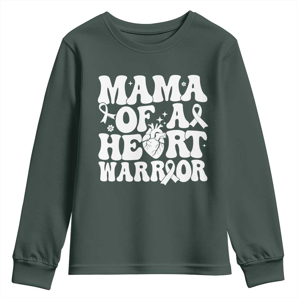 CHD Heart Disease Awareness Youth Sweatshirt Heart Warrior Mama TS10 Dark Forest Green Print Your Wear