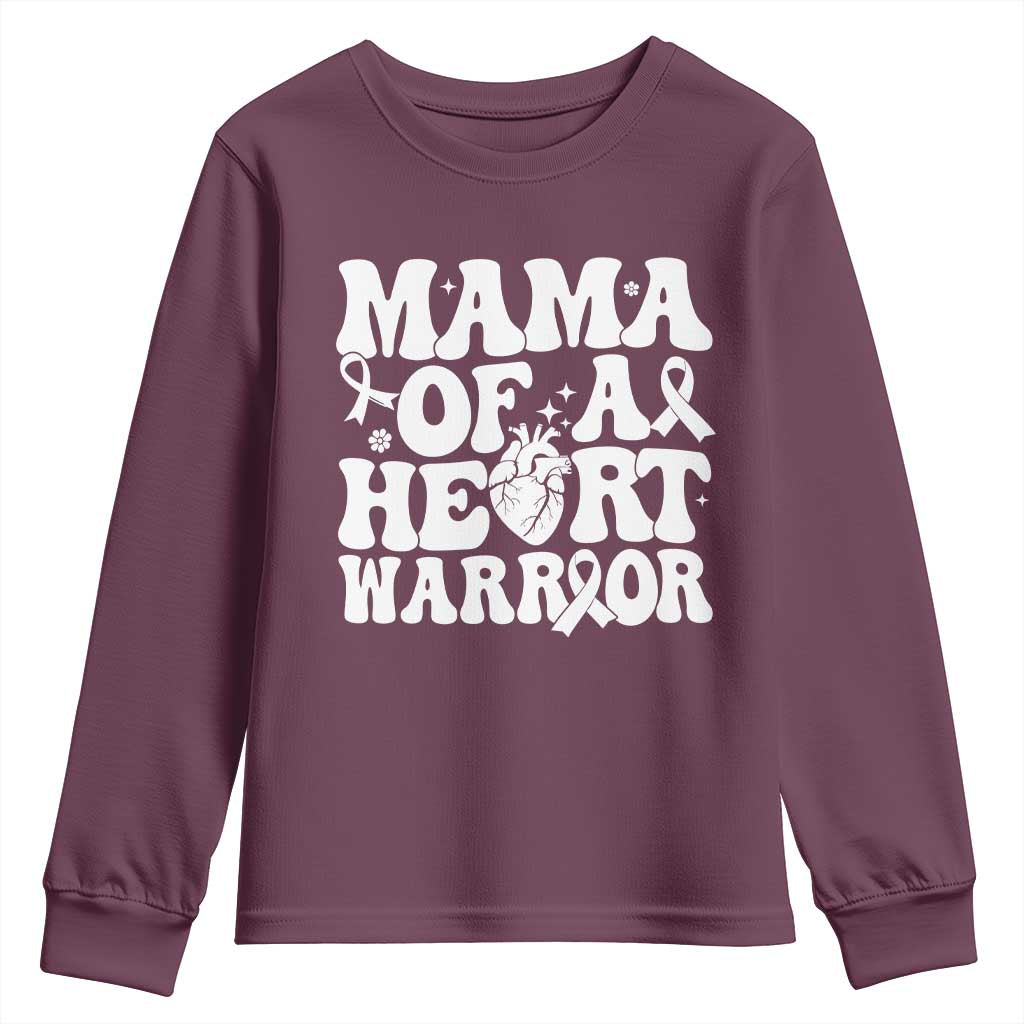 CHD Heart Disease Awareness Youth Sweatshirt Heart Warrior Mama TS10 Maroon Print Your Wear