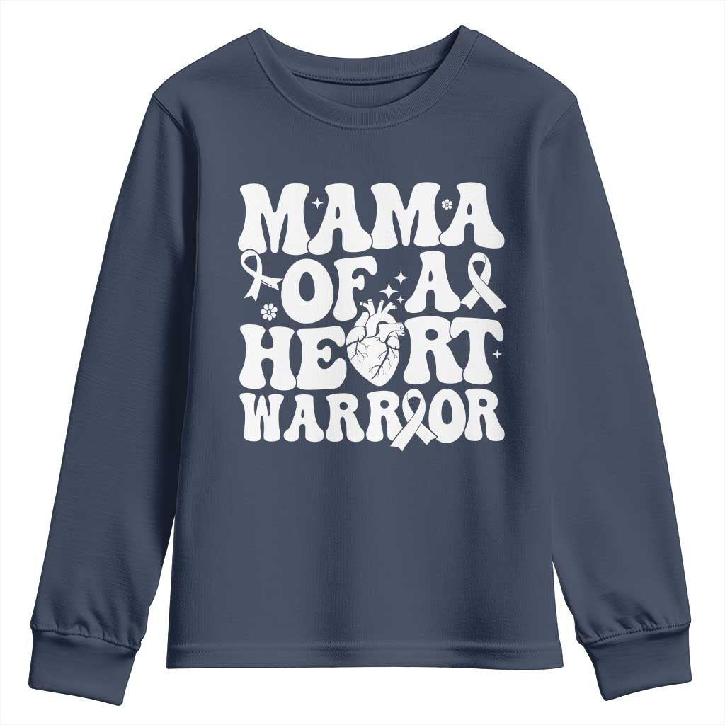 CHD Heart Disease Awareness Youth Sweatshirt Heart Warrior Mama TS10 Navy Print Your Wear