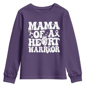 CHD Heart Disease Awareness Youth Sweatshirt Heart Warrior Mama TS10 Purple Print Your Wear