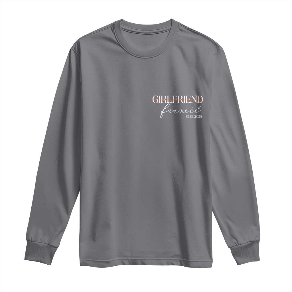 Personalized Fiancee Long Sleeve Shirt Custom Date Girlfriend Engagement Gifts Future Mr and Mrs TS10 Charcoal Print Your Wear