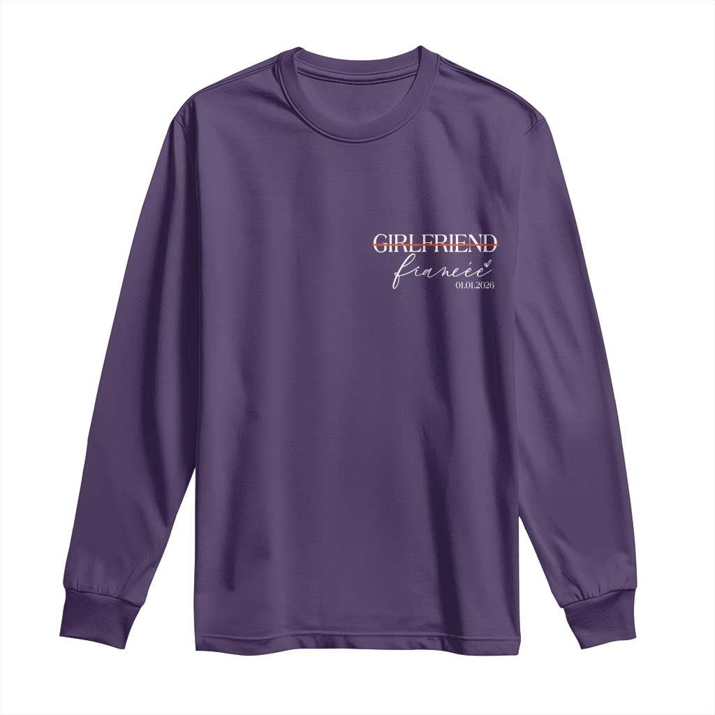 Personalized Fiancee Long Sleeve Shirt Custom Date Girlfriend Engagement Gifts Future Mr and Mrs TS10 Purple Print Your Wear