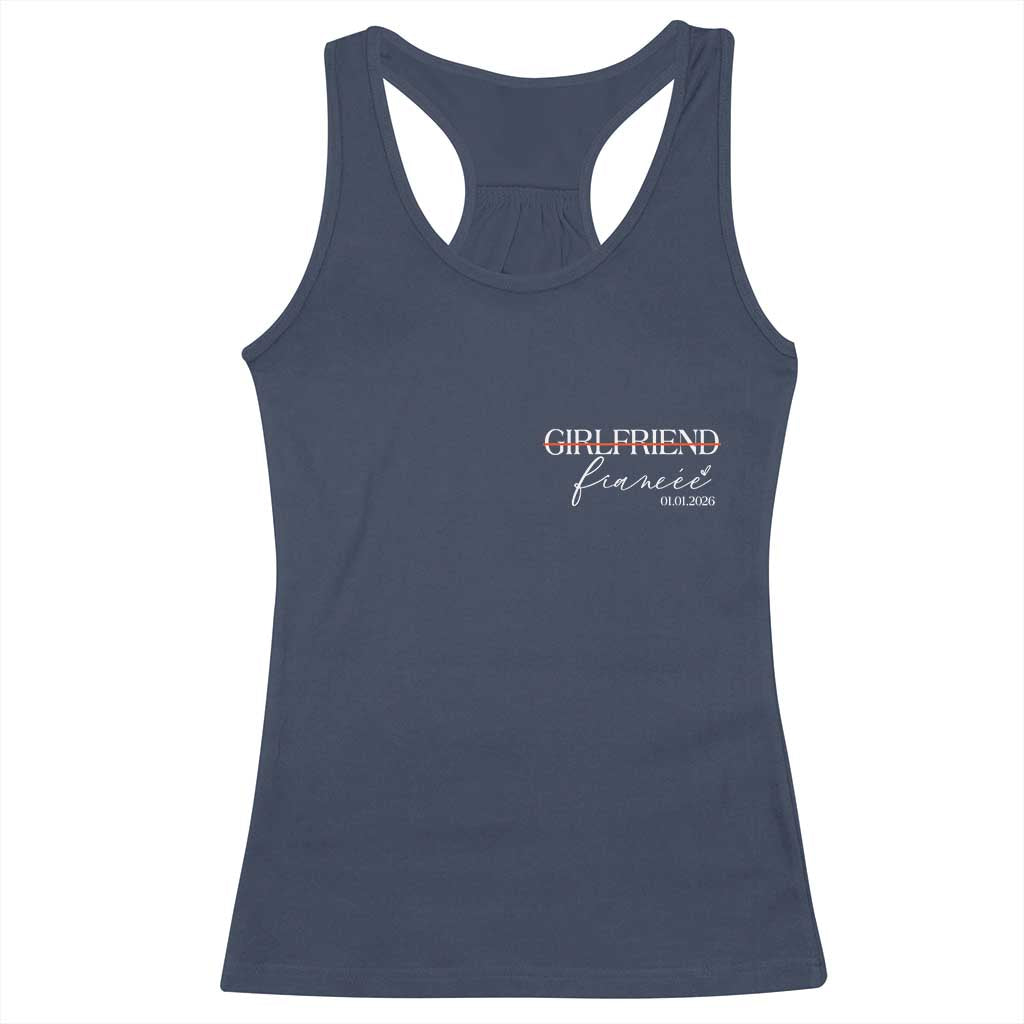 Personalized Fiancee Racerback Tank Top Custom Date Girlfriend Engagement Gifts Future Mr and Mrs TS10 Navy Print Your Wear