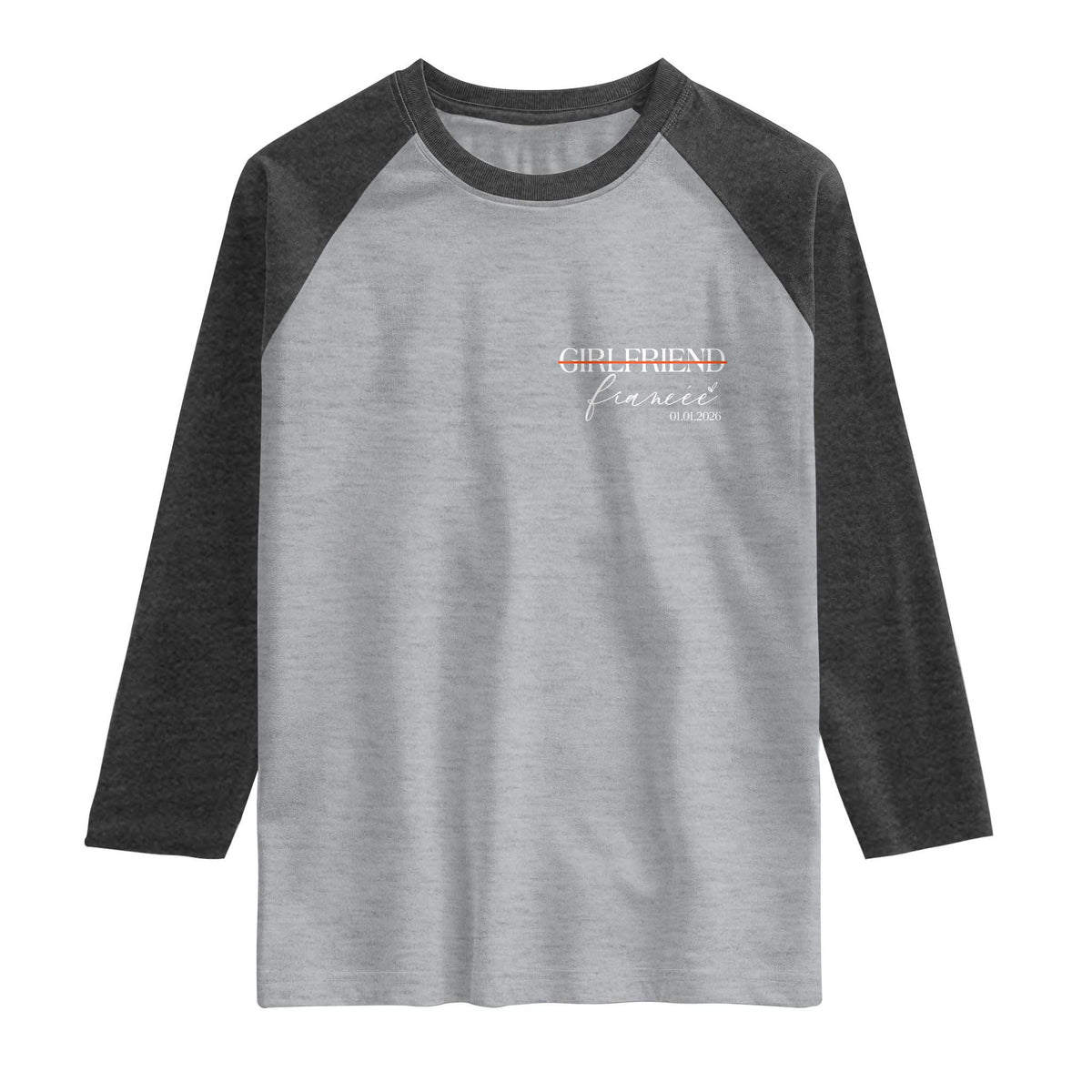 Personalized Fiancee Raglan Shirt Custom Date Girlfriend Engagement Gifts Future Mr and Mrs TS10 Heather Gray Heather Charcoal Print Your Wear